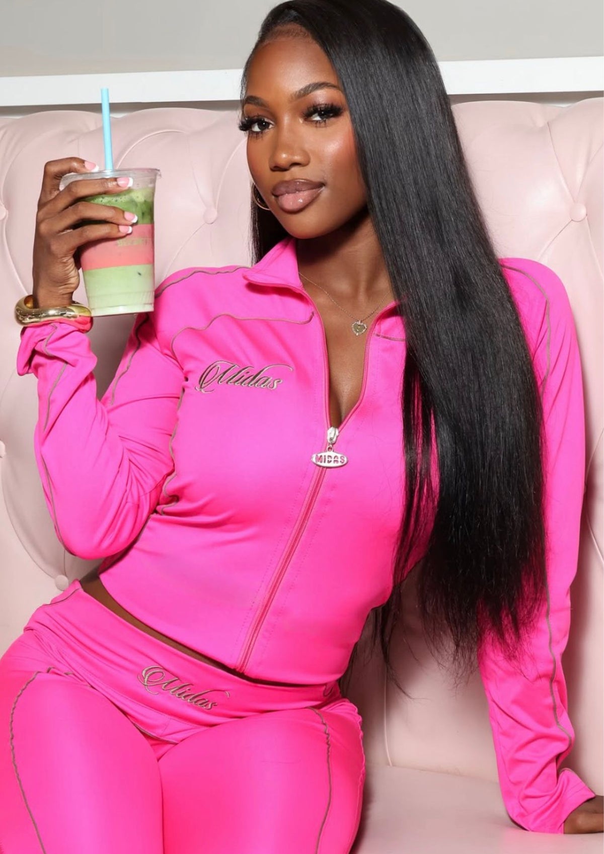 Pink Armor bold modern clothing style